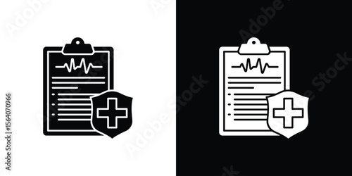 Health insurance icon silhouette vector in black colors. flat symbol logo design style