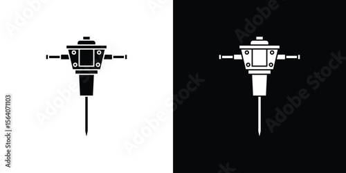 Hydraulic breaker icon silhouette vector in black colors. flat symbol logo design style