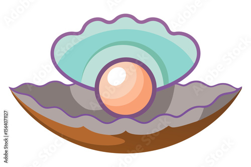 Detailed Oyster Shell and Pearl Vector Sea Treasure Illustration