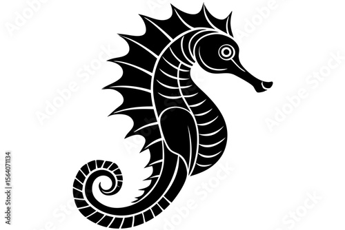 Curvy Seahorse Vector Illustration with Oceanic Details