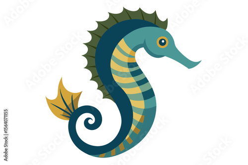 Elegant Seahorse Vector with Natural Curve and Textured Body
