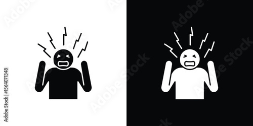 Irritated human icon silhouette vector in black colors. flat symbol logo design style
