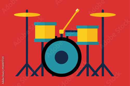  drum set in colorful flat design
