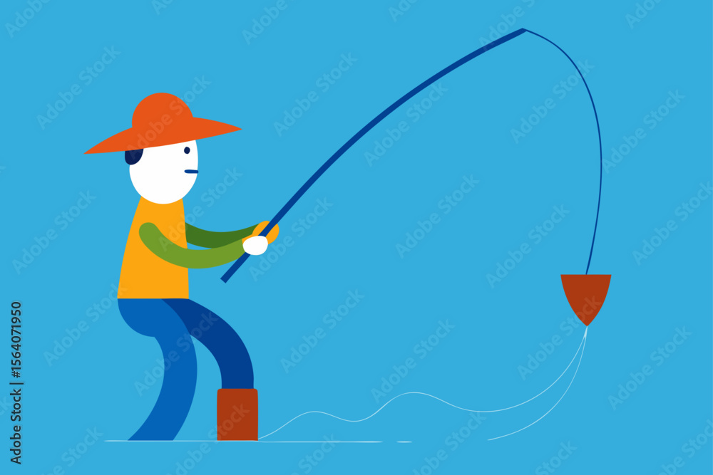 Obraz premium boy fishing in the sea