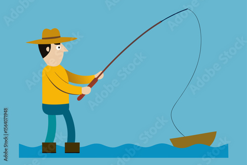 fisherman with fishing rod