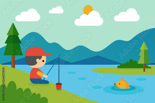 boy on the lake