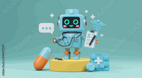 Friendly Cartoon Robot Doctor Offering Advanced Healthcare Solutions and Medical Assistance Through Innovative Technology and Expert Care for Better Patient Outcomes