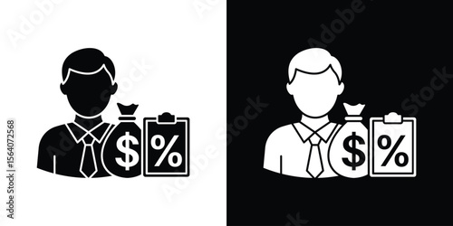 Personal loan icon silhouette vector in black colors. flat symbol logo design style
