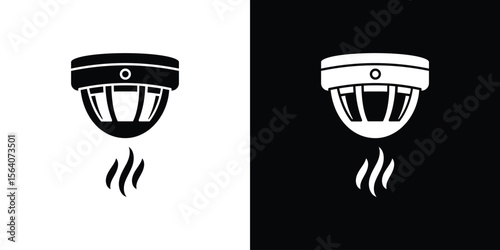 Smoke detector icon silhouette vector in black colors. flat symbol logo design style