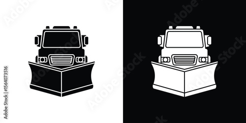 Snowplow icon silhouette vector in black colors. flat symbol logo design style