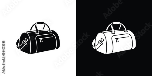 Sports bag icon silhouette vector in black colors. flat symbol logo design style