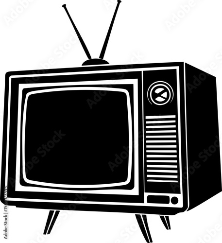 Vintage television with antenna and control knobs, classic retro design evokes nostalgic feelings of old media technology
