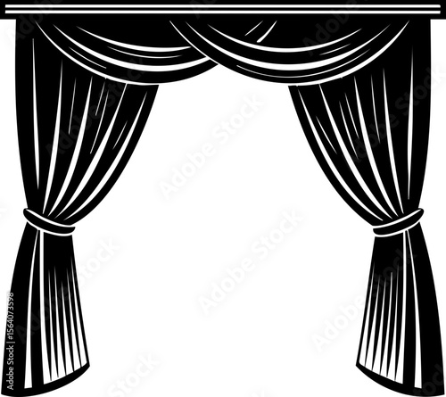 Black curtain stage curtain theater curtain draped curtain tied curtain window curtain fabric curtain decorative curtain classic curtain elegant