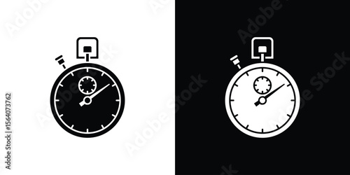 Stopwatch icon silhouette vector in black colors. flat symbol logo design style