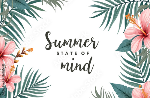 Summer State of Mind Typography Poster with Palm Tree Silhouette