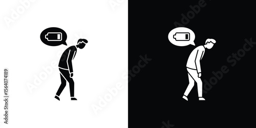 Tired person icon silhouette vector in black colors. flat symbol logo design style