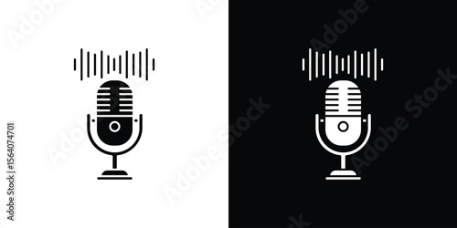 Voice recording icon silhouette vector in black colors. flat symbol logo design style