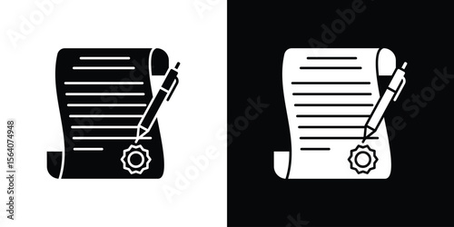 Wills and trusts icon silhouette vector in black colors. flat symbol logo design style