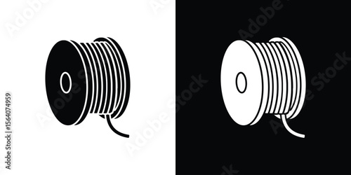 Wire coil icon silhouette vector in black colors. flat symbol logo design style