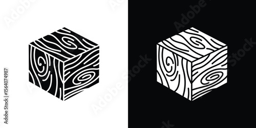 Wooden block icon silhouette vector in black colors. flat symbol logo design style
