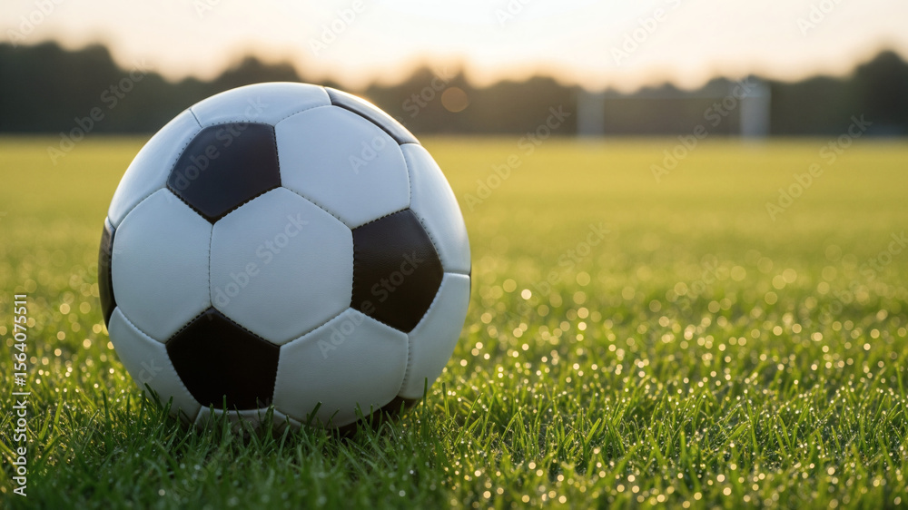 Obraz premium Ballon de football sur un terrain herbeux