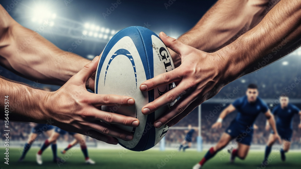 Fototapeta premium Passage de ballon au rugby