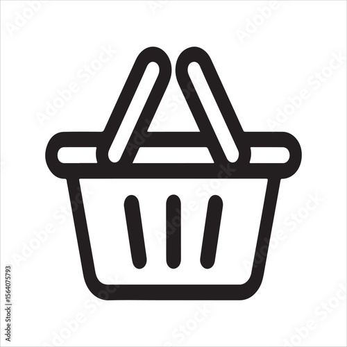 Simple black shopping basket icon on a white background for e commerce