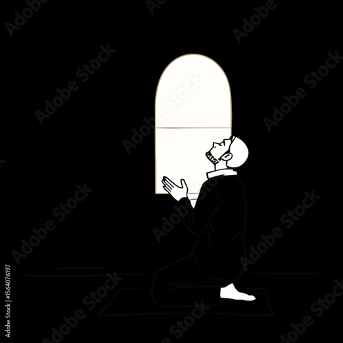 man praying for seeking help from Allah