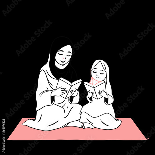 mom and daughter having a reading time 