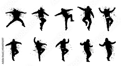Dynamic Silhouettes of Energetic People in Mid-Air Capture The Thrill of Movement and Freedom