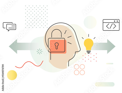 Human Psychology Fixed Mindset - Abstract Illustration