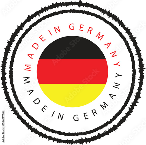Made in Germany EPS Badge – Jagged Stamp with German Flag Vector Emblem, Quality Seal Label