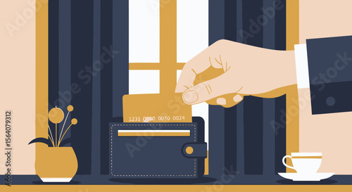 Convenient Payment Method Businessman Paying with Credit Card Concept
