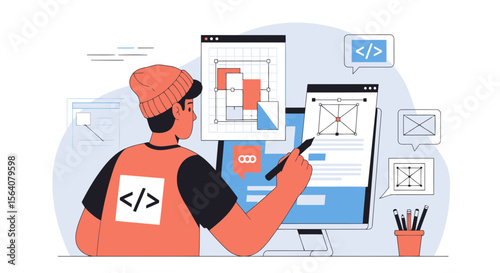 Creative Programmer Working On New Application Design And Development Project