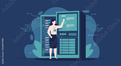Data Center Specialist Analyzing Server Information System For Optimal Performance