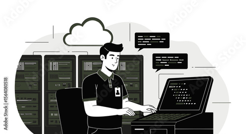 Devops Engineer Working With Data Servers And Cloud Systems Platform