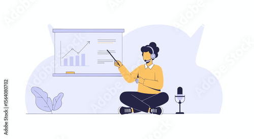 Engaging Online Business Presentation with Charts and Presenter Character