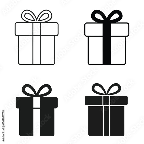 Simple Gift Box Icons Black and White Present Illustrations for Design Projects