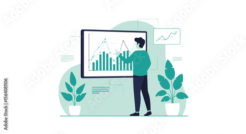 Executive Explaining Business Performance Charts Data Analytics Presentation