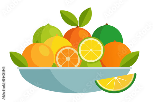 Tropical Citrus Bowl with Fresh Lemons Limes and Oranges Art