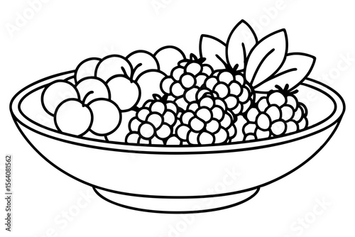 Juicy Mixed Berries in Bowl with Strawberry and Raspberry Design
