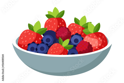 Colorful Berries in a Bowl Featuring Raspberries and Blueberries