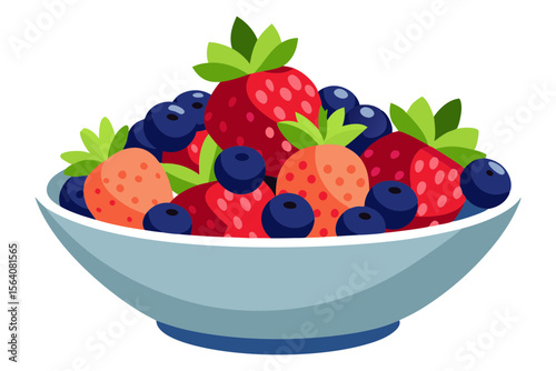 Mixed Berry Bowl with Strawberries Blueberries and Raspberries