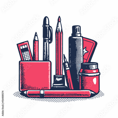 Hand drawn sketching tools image on white background. Vintage style. Vector illustration.