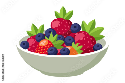 Berry Mix Bowl with Strawberries and Blueberries Fresh Look