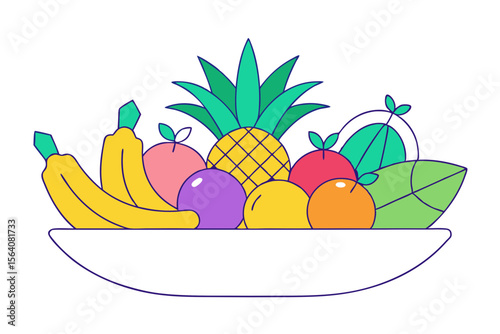 Decorative Centerpiece of Pineapples Bananas and Coconuts