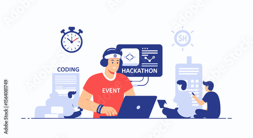 Hackathon Creative Collaboration Event For Coders And Startup Team Concept
