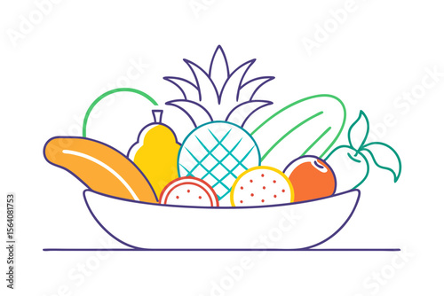Fruit Basket Centerpiece with Coconut Banana and Pineapple