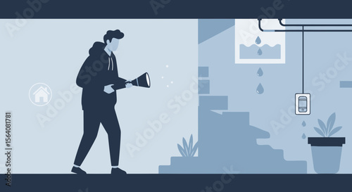 Home Inspection And Damage Prevention With Vector Illustration For Safety Measures