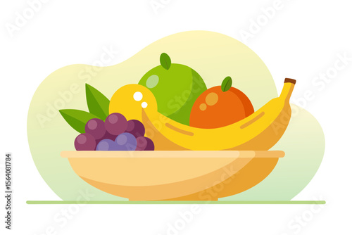 Minimalist Background Fruit Bowl with Bananas and Oranges